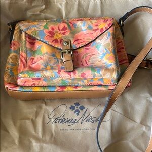 Patricia Nash Vibrant Floral Crossbody Bag - Pink, Blue, Tan